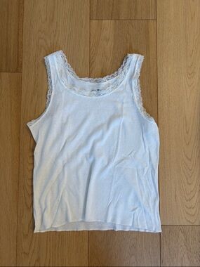 Brandy Melville White Lace-Trim Tank Top